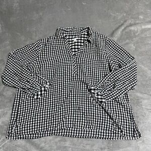 J Jill Top Womens XL Black Plaid Gigham Button Flannel Shirt Casual Capsule